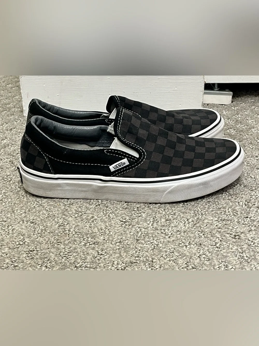 RARE🔥 VANS Slip On Gray Black Checkerboard Racing Flag Sz 8 Women’s 6.5 Men - Picture 4 of 7